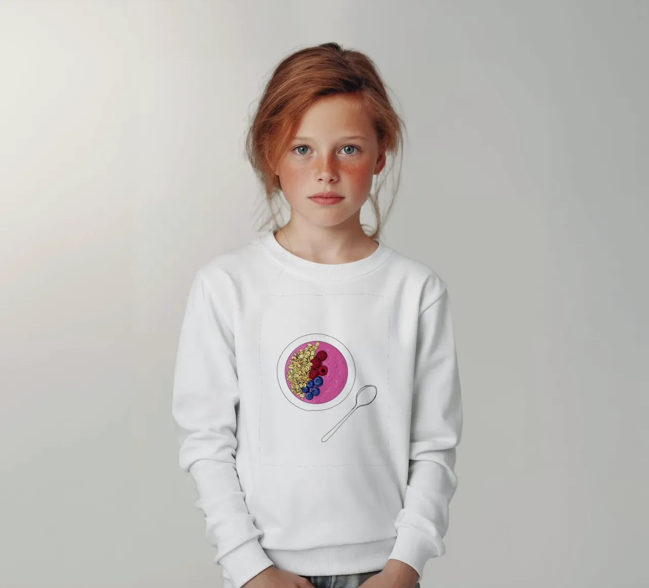 Smoothie Bowl - Linea d'arte minimalista sul cibo sano felpa bambino da Viv Line Art