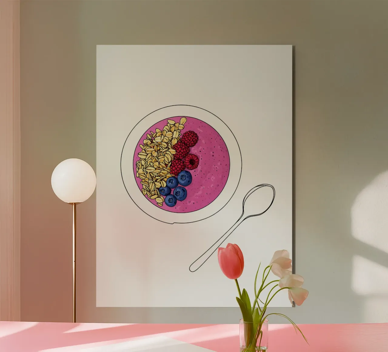Smoothie Bowl - Linea d'arte minimalista sul cibo sano alluminio dibond da Viv Line Art