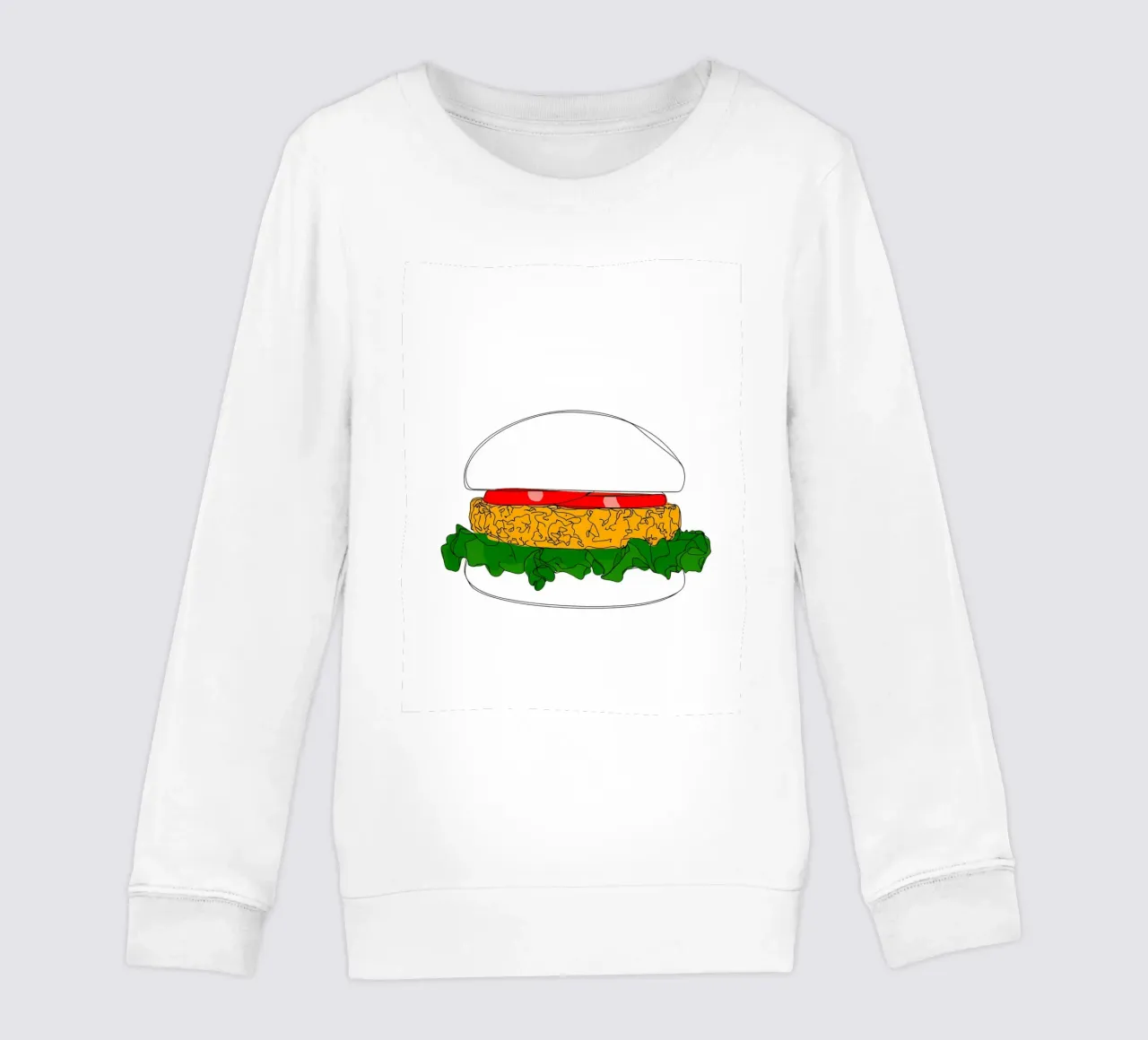 Burger - Minimalist fast food line art illustration kids sweatshirt by Viv Line Art