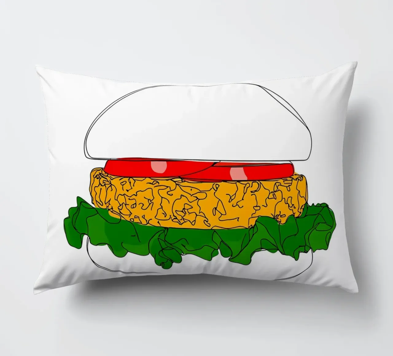 Burger - Illustrazione minimalista di linee di fast food cuscino da Viv Line Art