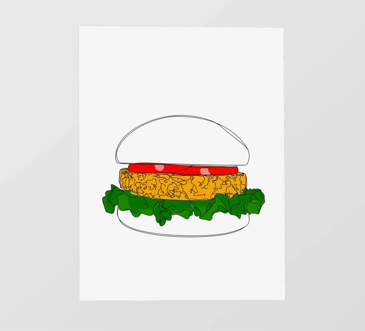 Burger - Minimalist fast food line art illustration pvc cover by Viv Line Art