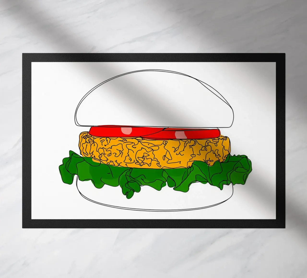 Burger - Illustrazione minimalista di linee di fast food zerbino da Viv Line Art