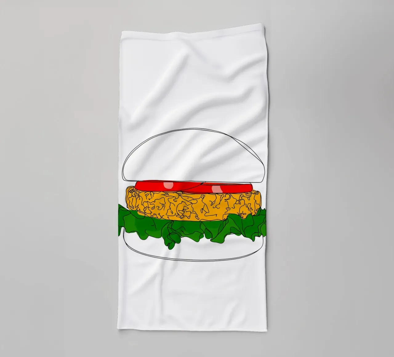 Burger - Minimalist fast food line art illustration towel by Viv Line Art