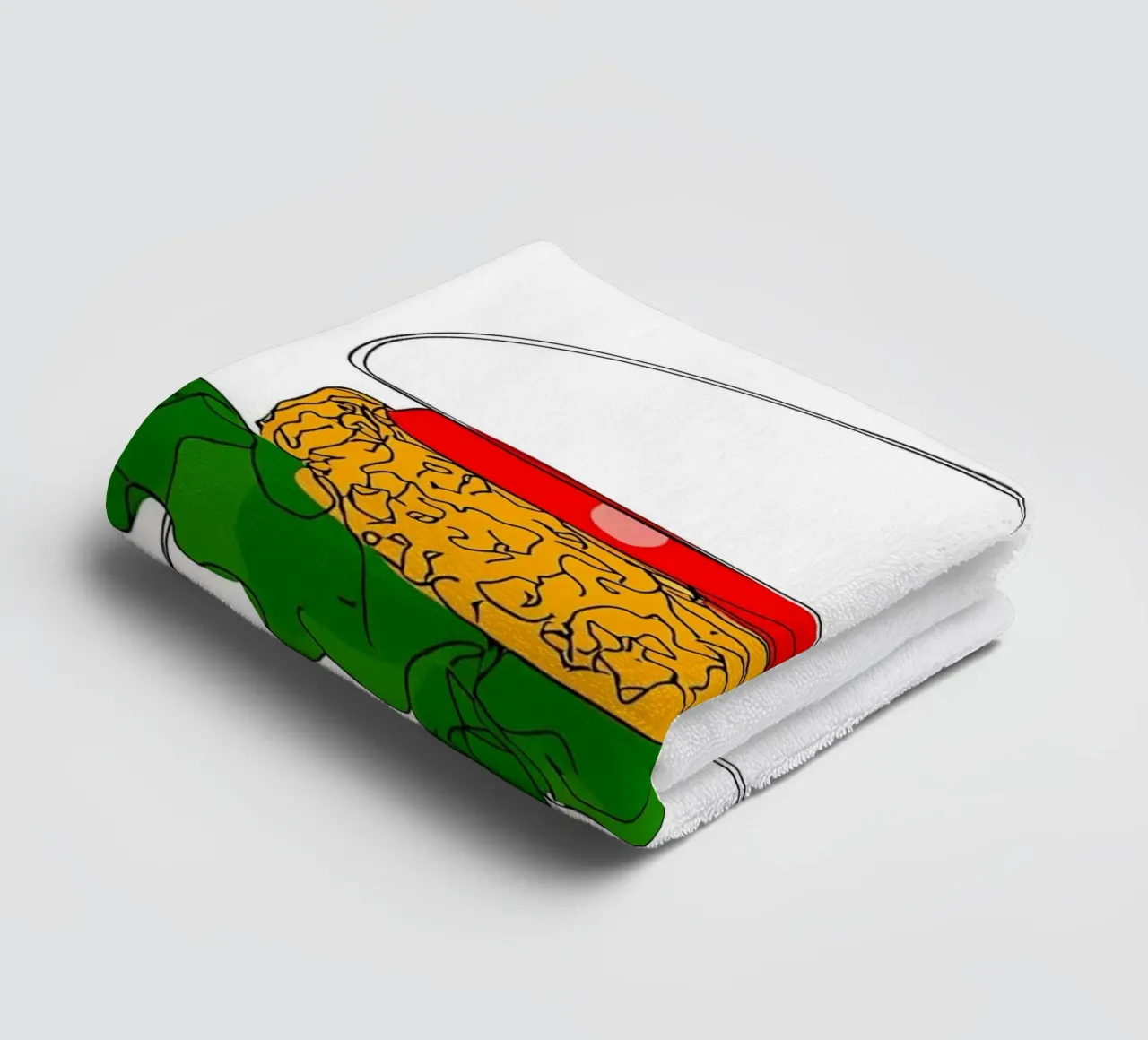 Burger - Minimalist fast food line art illustration towel by Viv Line Art