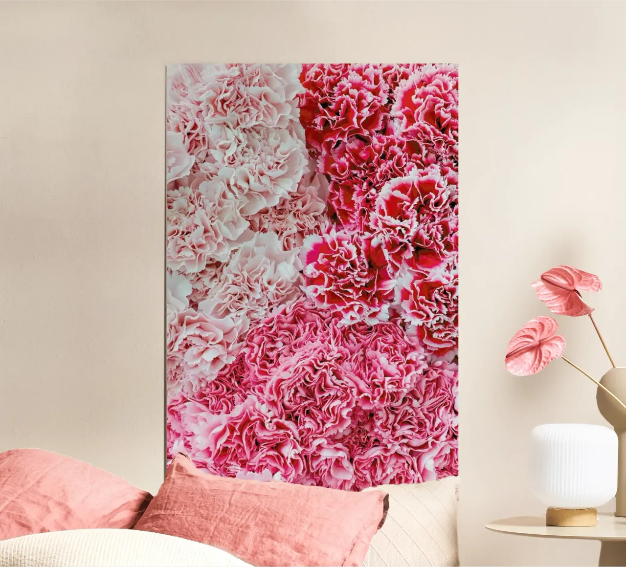Carnation Flower poster avec cadre en aluminium de Curious Collections by Marielle Leenders