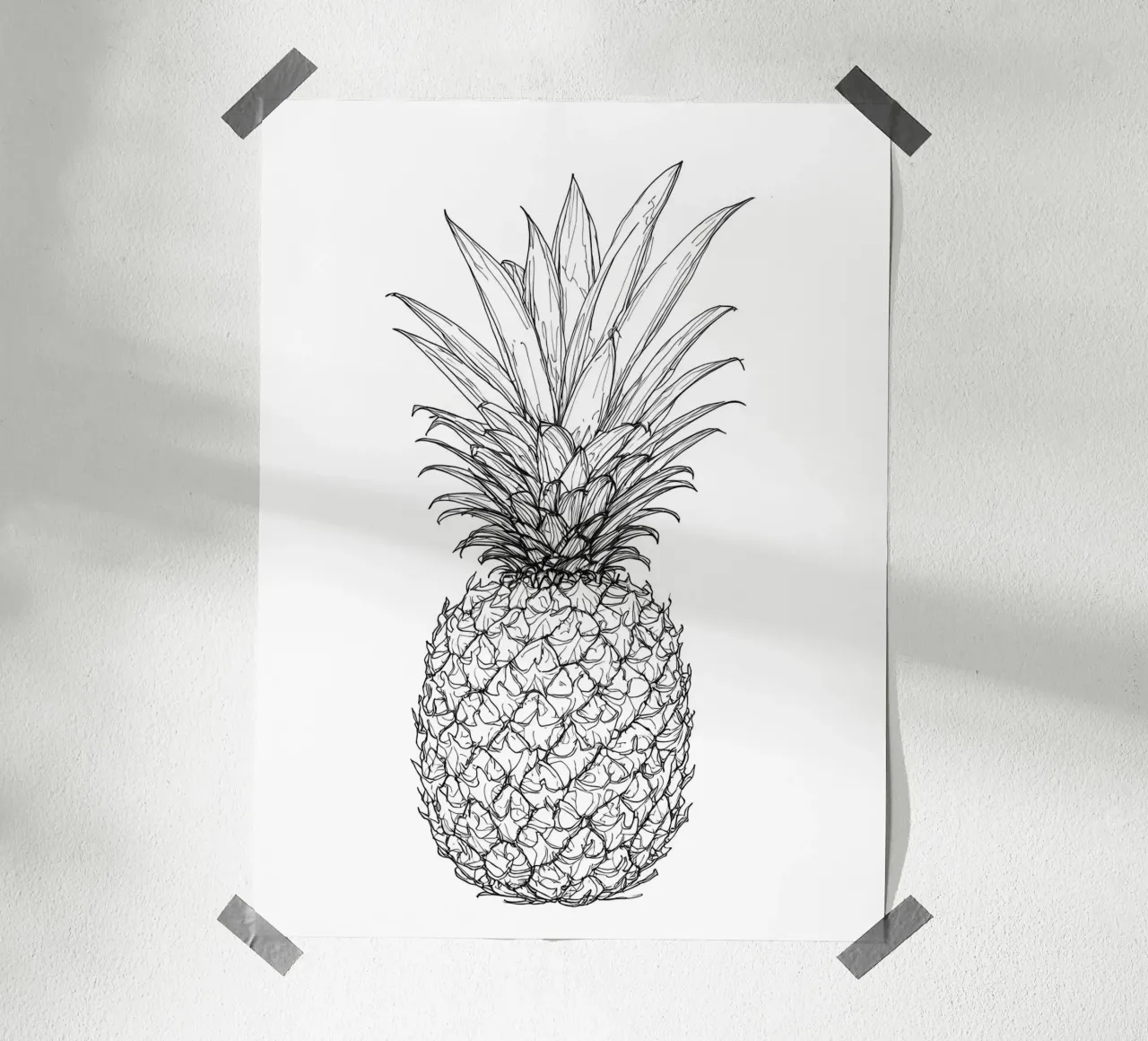 Ananas - Illustrazione grafica minimalista di frutta tropicale poster da Viv Line Art