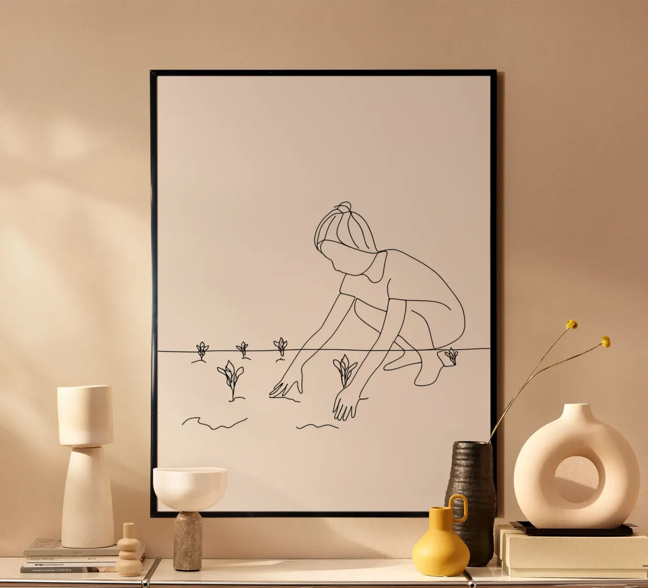 Giardinaggio - Linea minimalista Arte della natura e cura delle piante poster da Viv Line Art