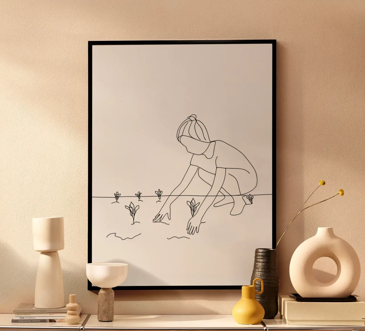 Giardinaggio - Linea minimalista Arte della natura e cura delle piante poster da Viv Line Art
