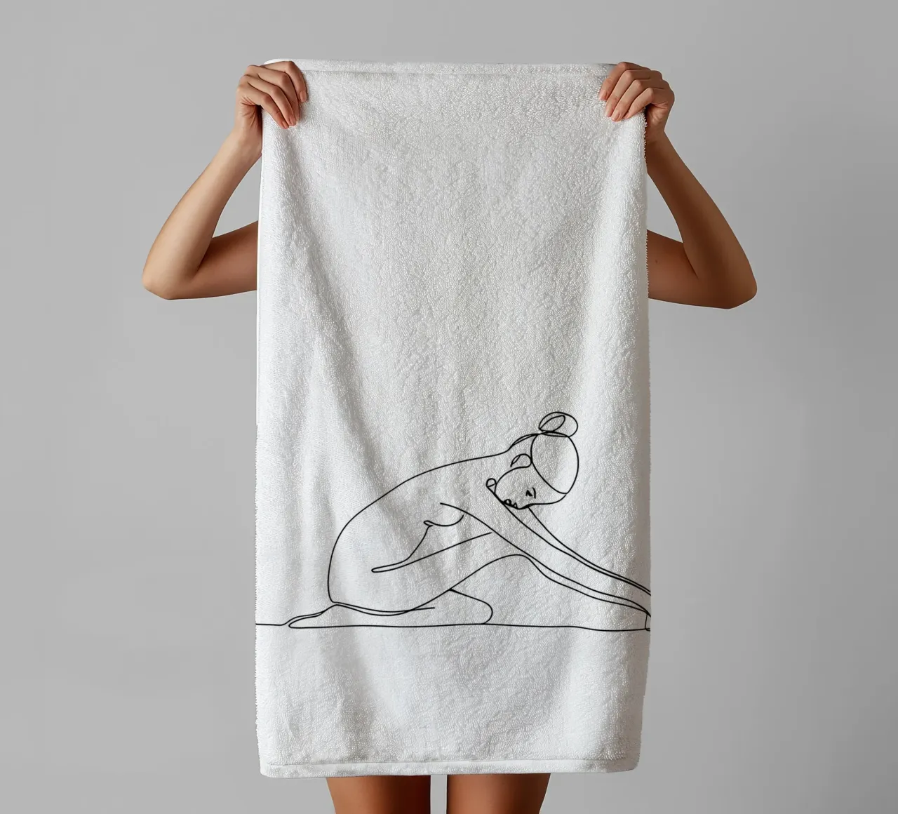Donna yoga - Line art minimalista asciugamano da bagno da Viv Line Art