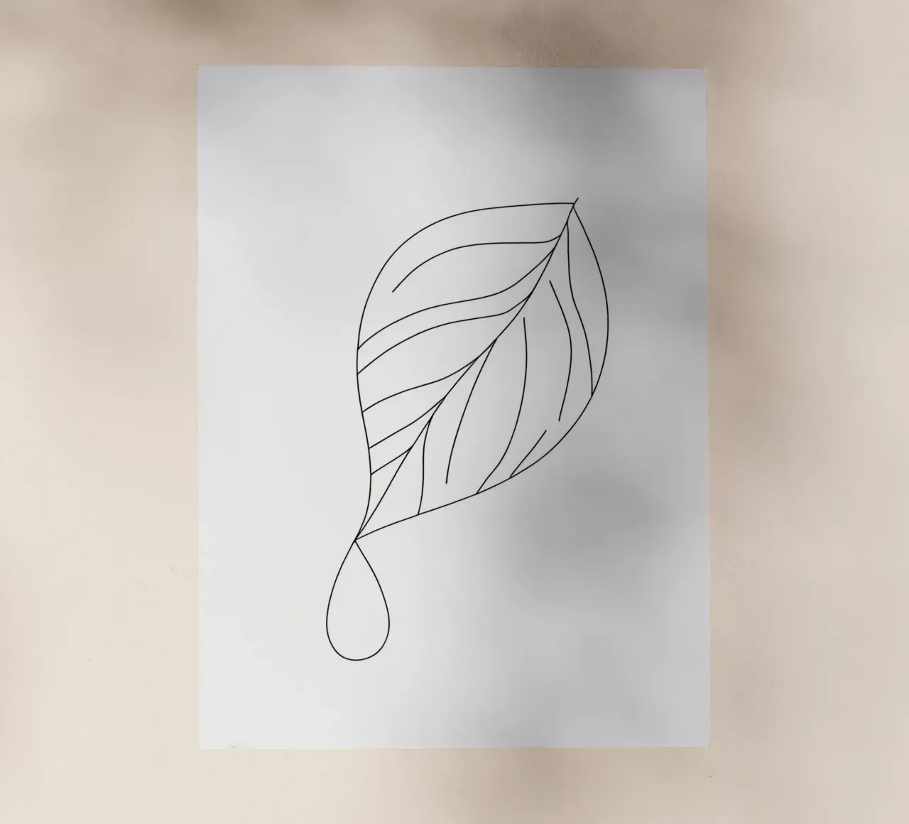 Goccia d'acqua su foglia - Line art natura minimalista pellicola backlit da Viv Line Art