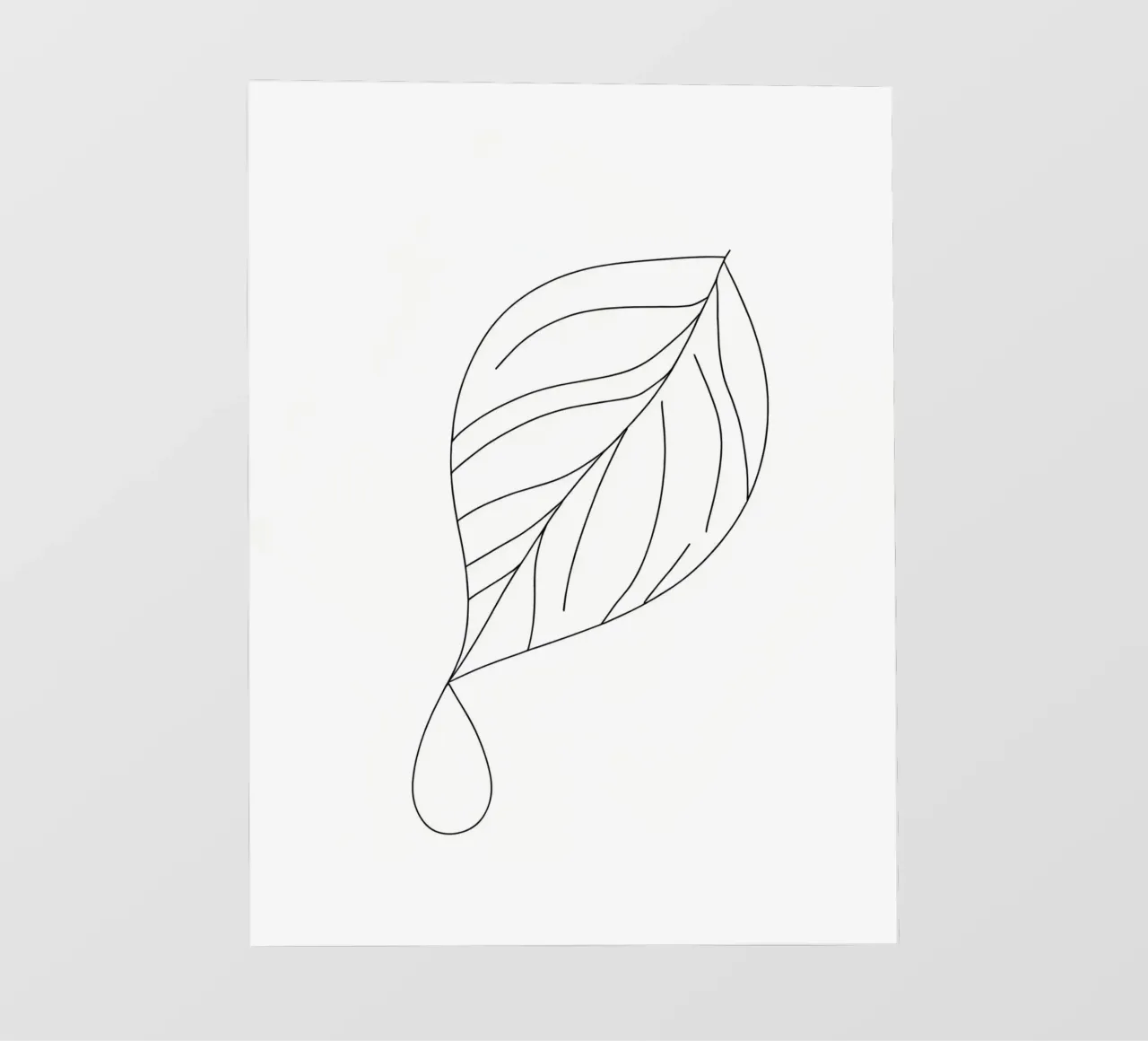 Goccia d'acqua su foglia - Line art natura minimalista pellicola backlit da Viv Line Art
