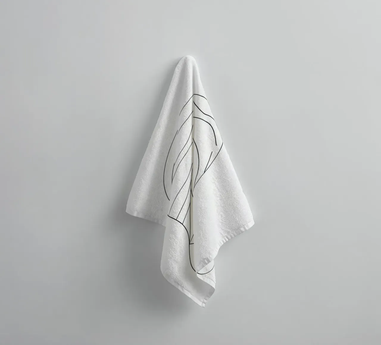 Water Drop on Leaf - Minimalist Nature Line Art towel by Viv Line Art