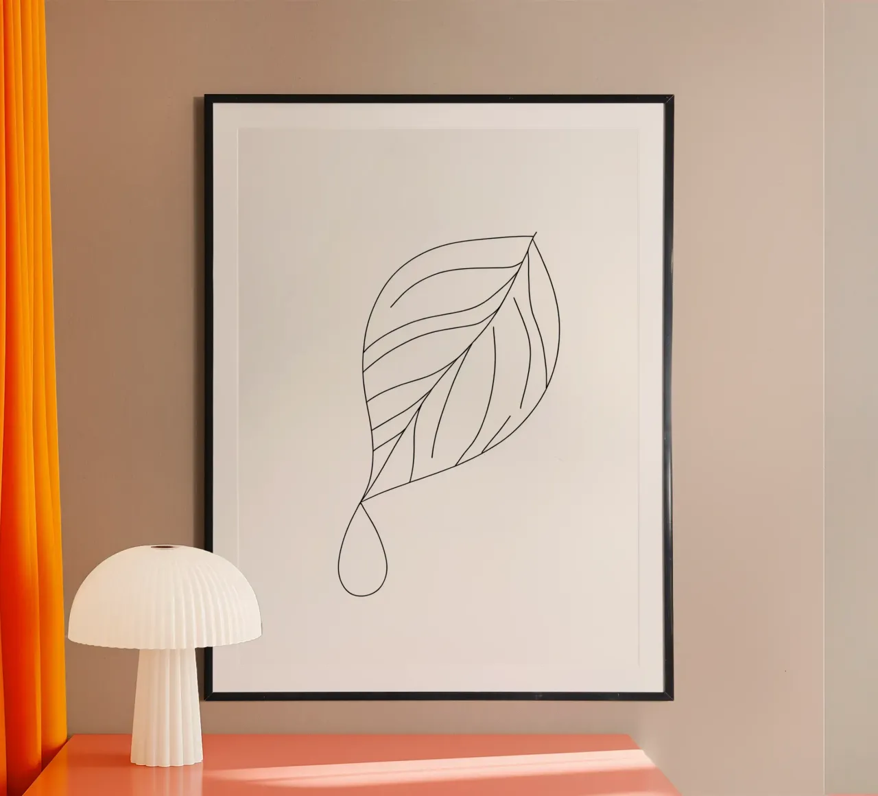 Goccia d'acqua su foglia - Line art natura minimalista carta hahnemühle da Viv Line Art