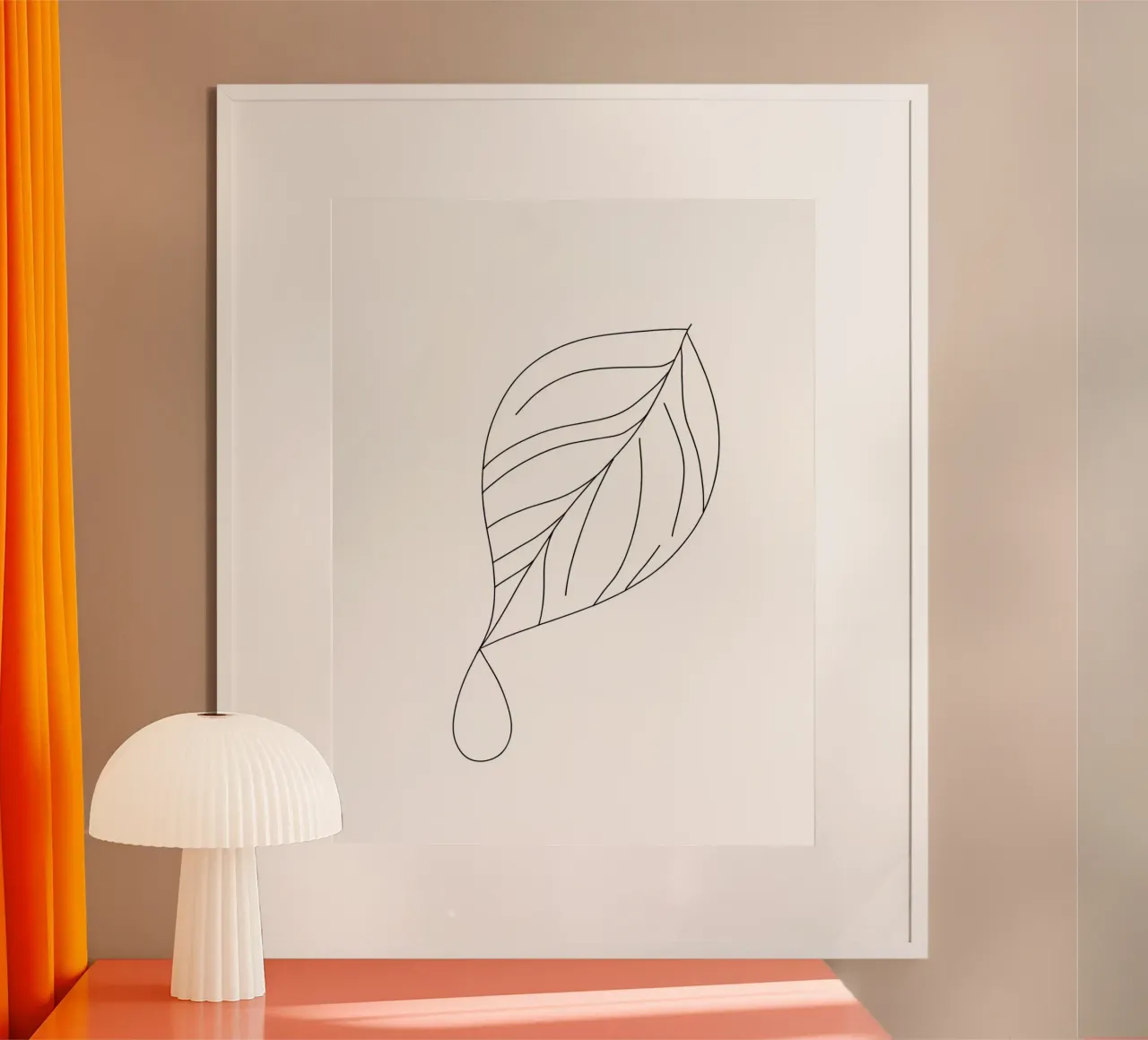 Goccia d'acqua su foglia - Line art natura minimalista carta hahnemühle da Viv Line Art