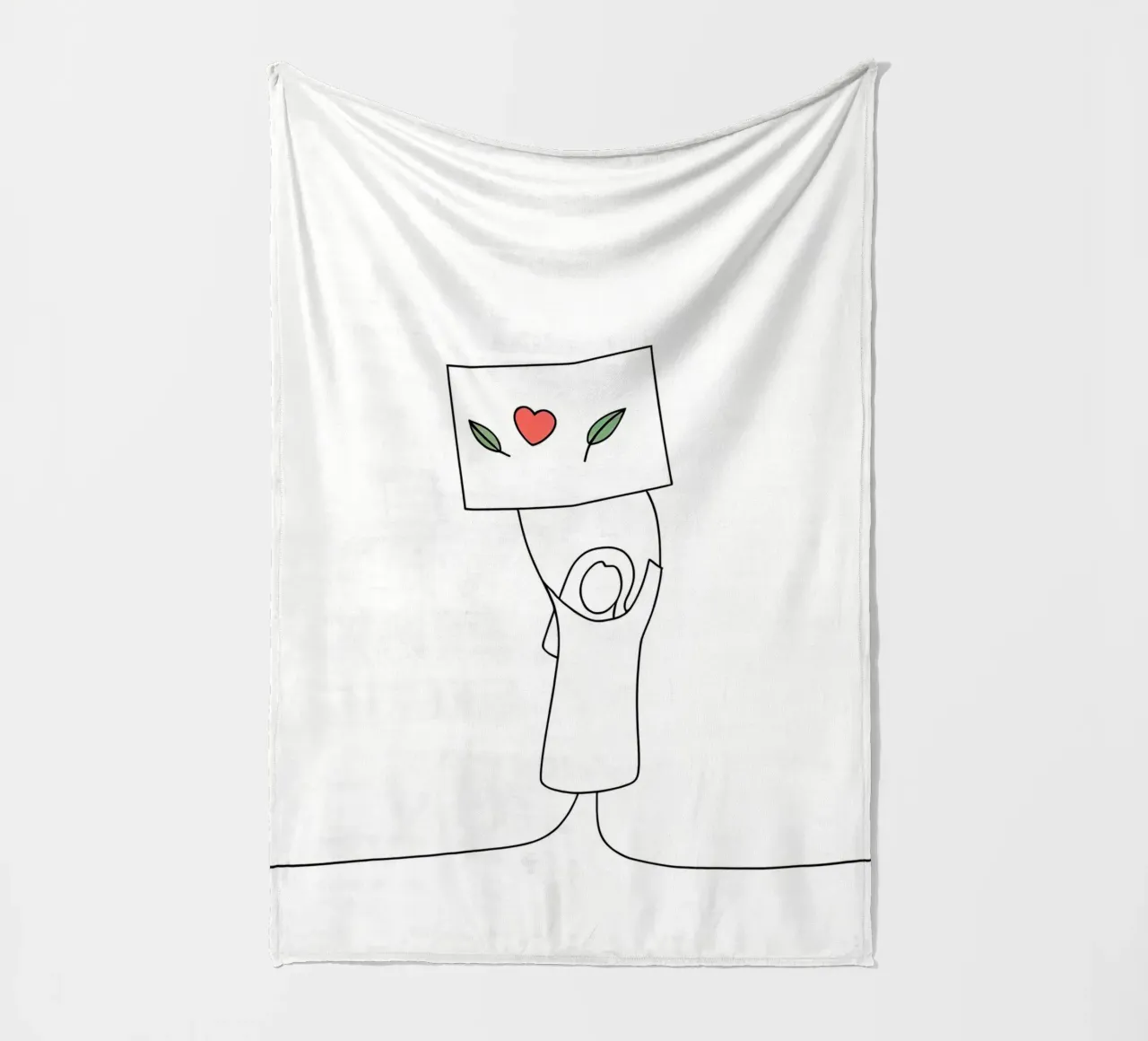 Go Vegan - Line art minimaliste per una vita a base vegetale coperta in pile da Viv Line Art