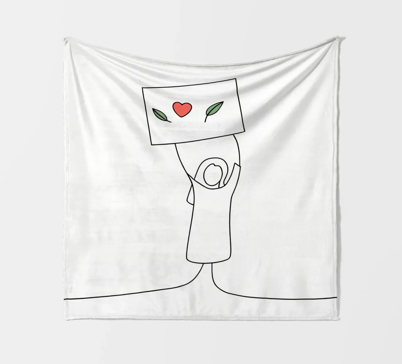 Go Vegan - Line art minimaliste per una vita a base vegetale coperta in pile da Viv Line Art