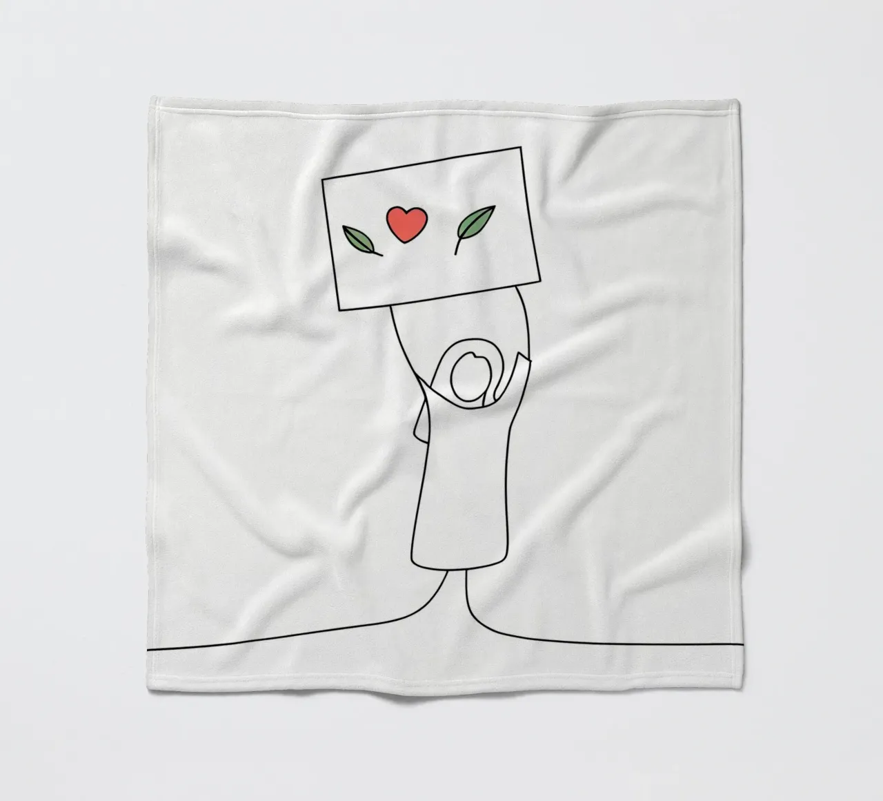 Go Vegan - Line art minimaliste per una vita a base vegetale coperta in pile da Viv Line Art