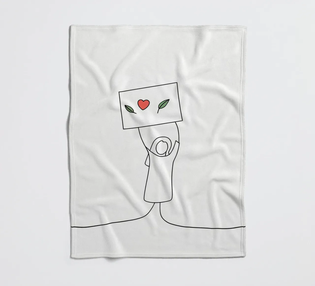 Go Vegan - Line art minimaliste per una vita a base vegetale coperta in pile da Viv Line Art