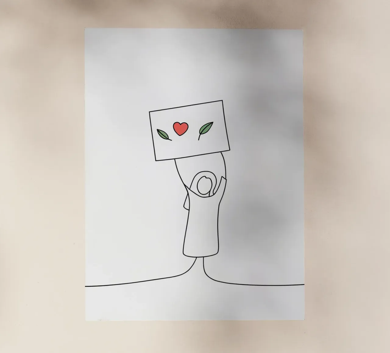 Go Vegan - Line art minimaliste per una vita a base vegetale pellicola backlit da Viv Line Art