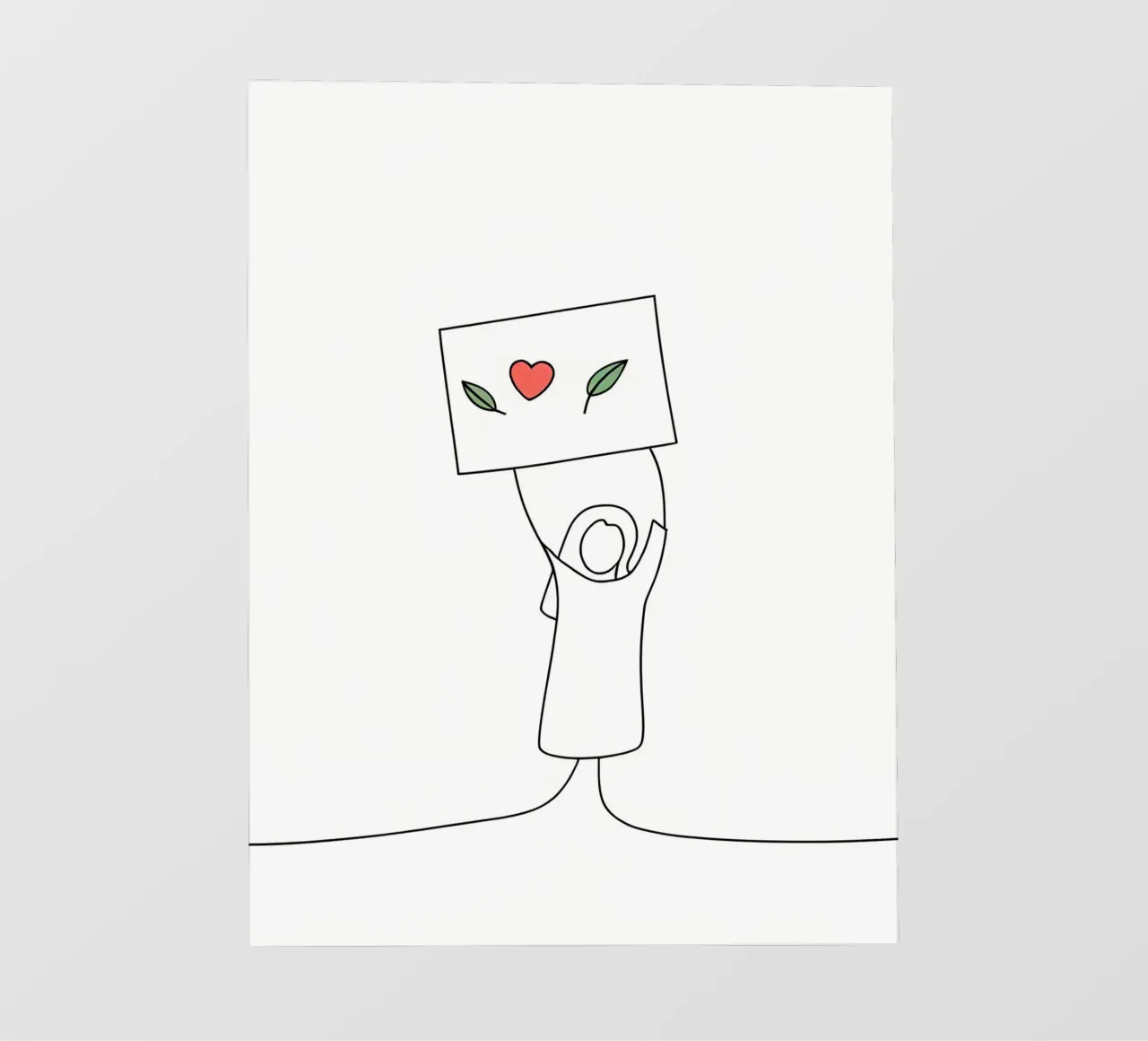 Go Vegan - Line art minimaliste per una vita a base vegetale pellicola backlit da Viv Line Art