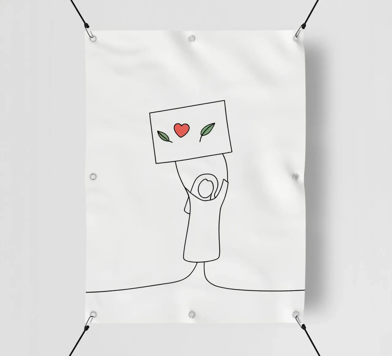 Go Vegan - Line art minimaliste per una vita a base vegetale telo in pvc da Viv Line Art