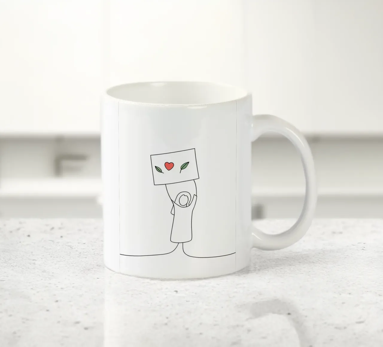Go Vegan - Line art minimaliste per una vita a base vegetale tazza in ceramica da Viv Line Art