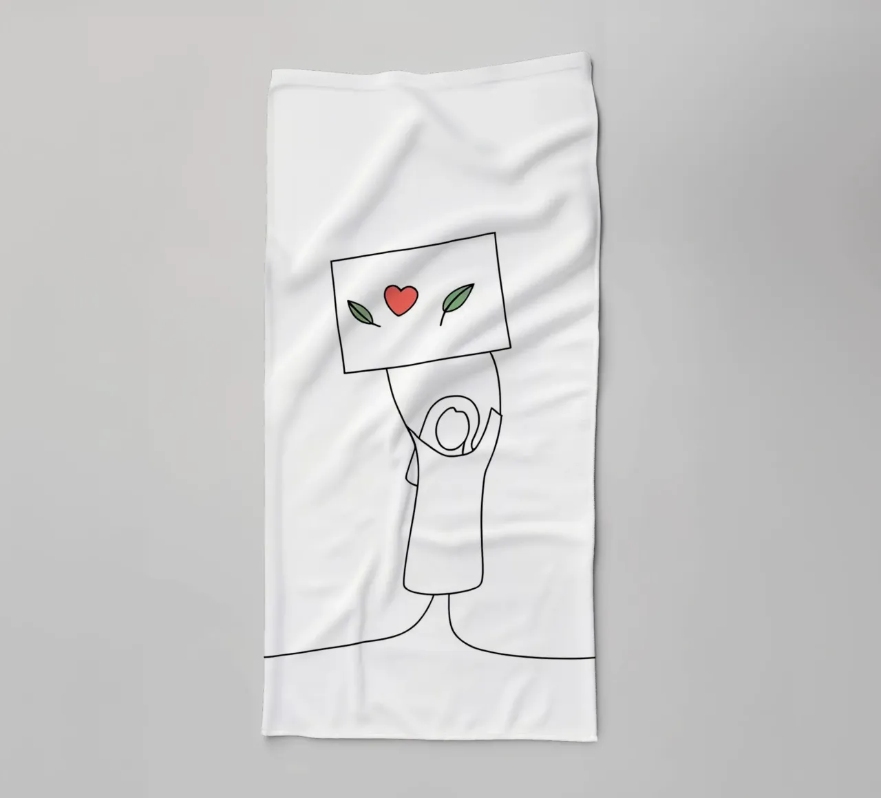 Go Vegan - Line art minimaliste per una vita a base vegetale asciugamano da bagno da Viv Line Art