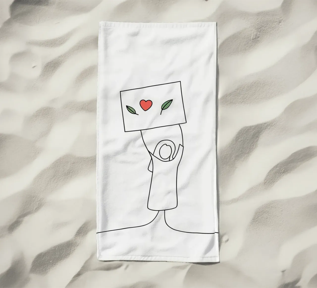 Go Vegan - Line art minimaliste per una vita a base vegetale telo mare da Viv Line Art