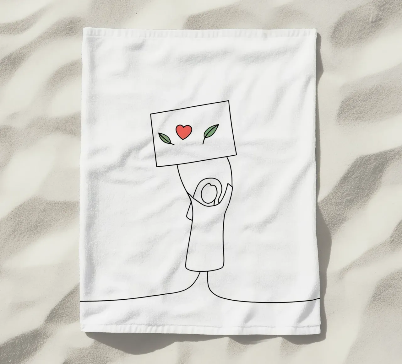 Go Vegan - Line art minimaliste per una vita a base vegetale telo mare da Viv Line Art