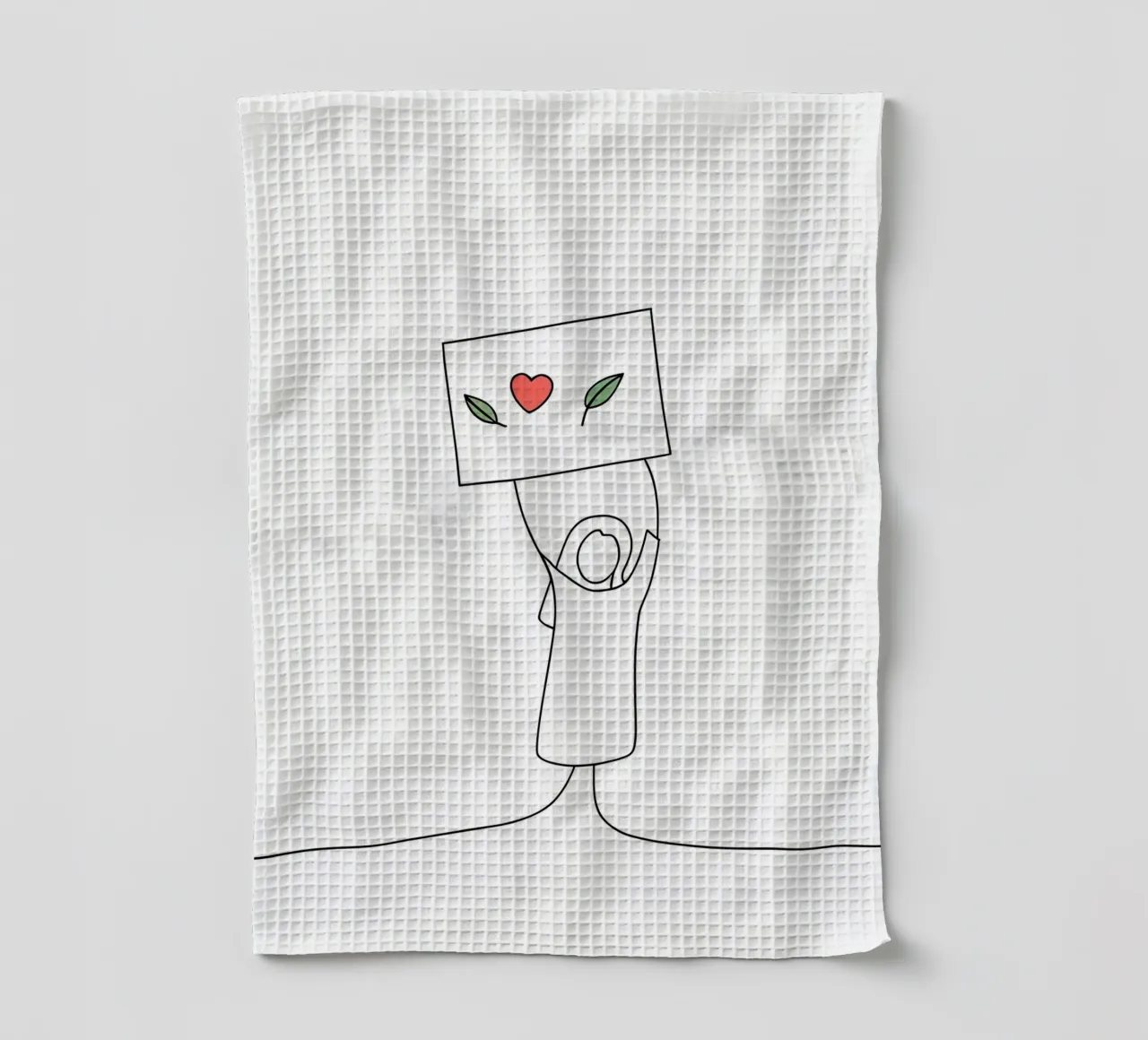 Go Vegan - Line art minimaliste per una vita a base vegetale canovaccio da cucina da Viv Line Art