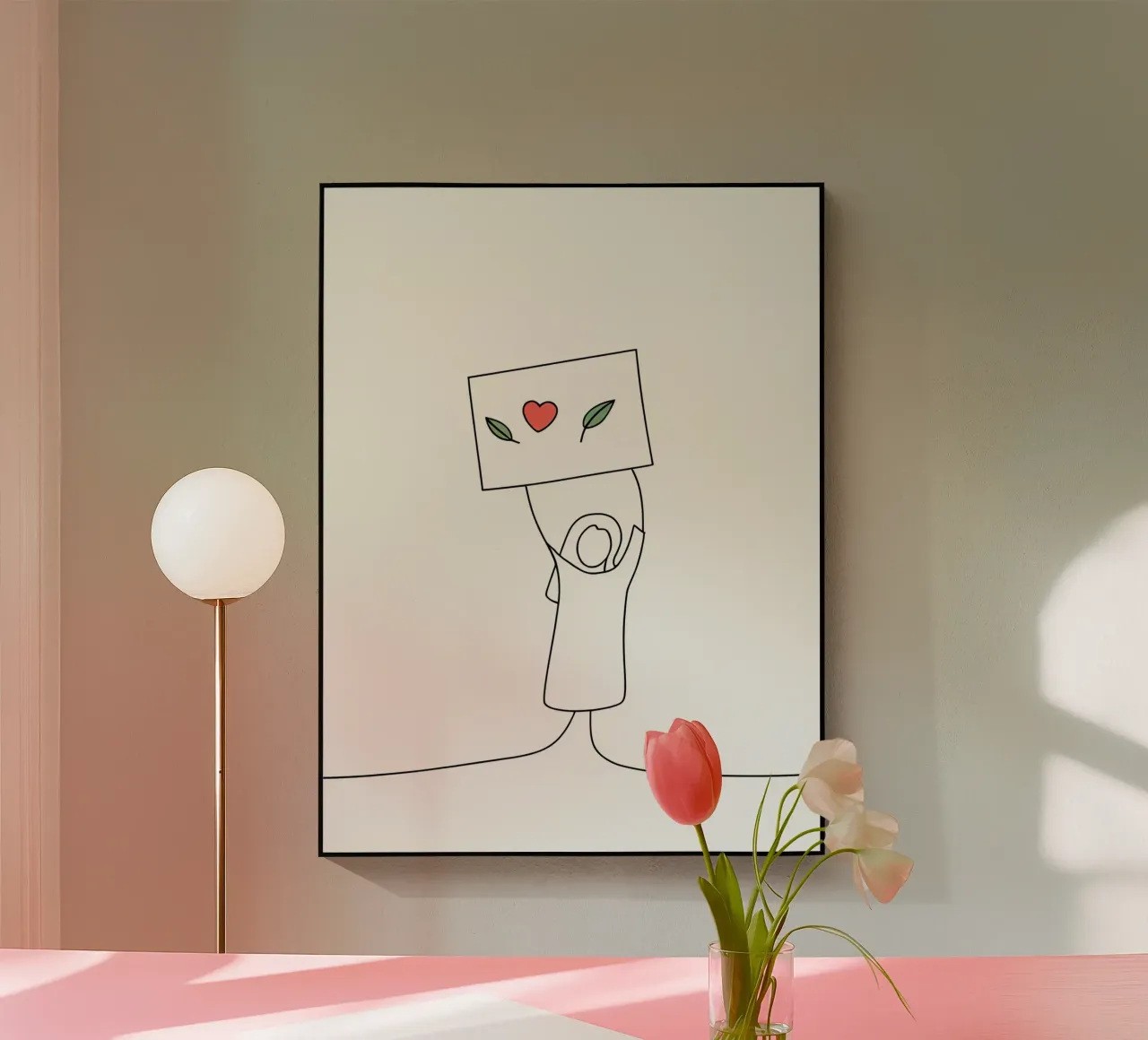 Go Vegan - Line art minimaliste per una vita a base vegetale plexiglass da Viv Line Art