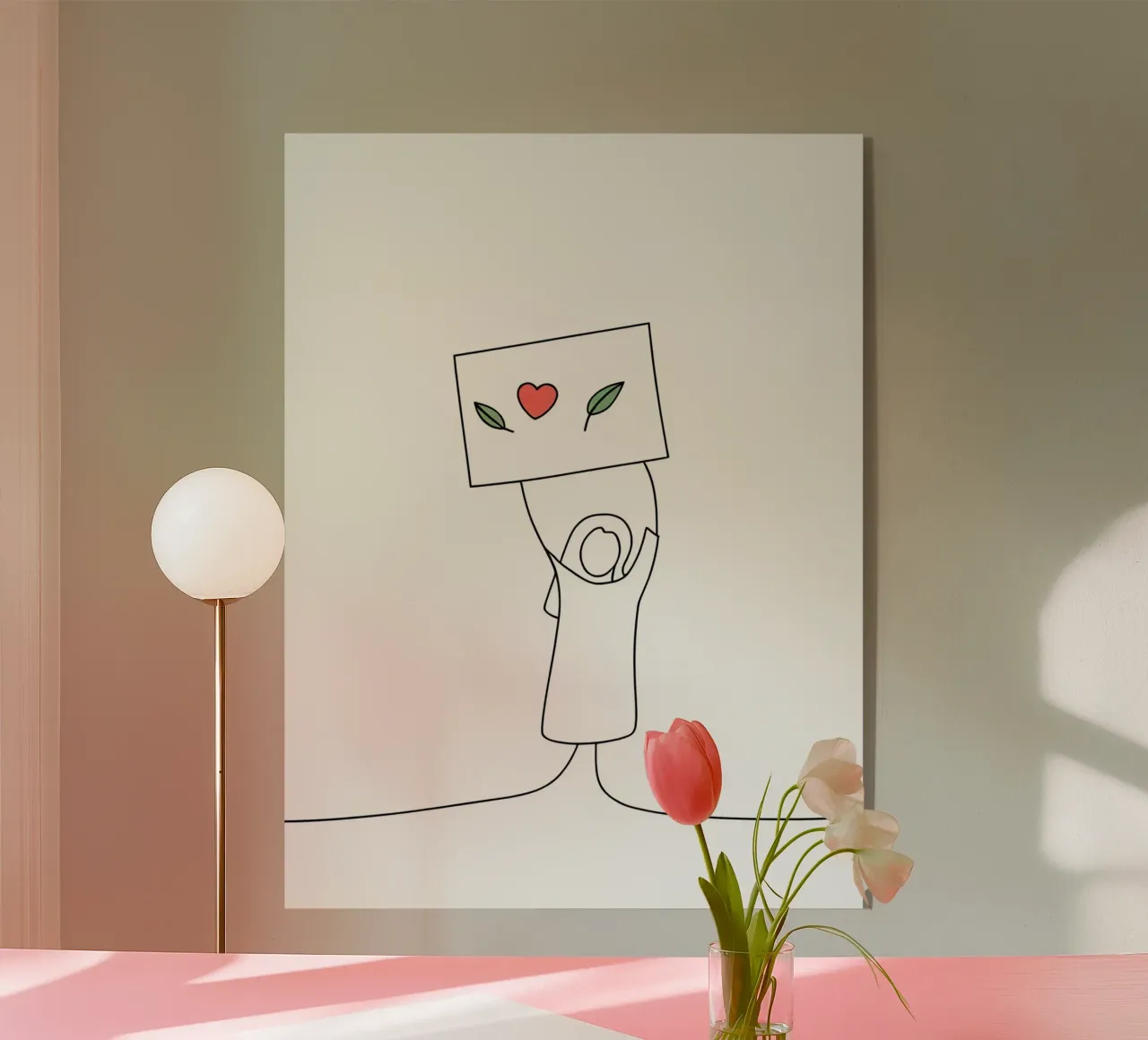 Go Vegan - Line art minimaliste per una vita a base vegetale plexiglass da Viv Line Art