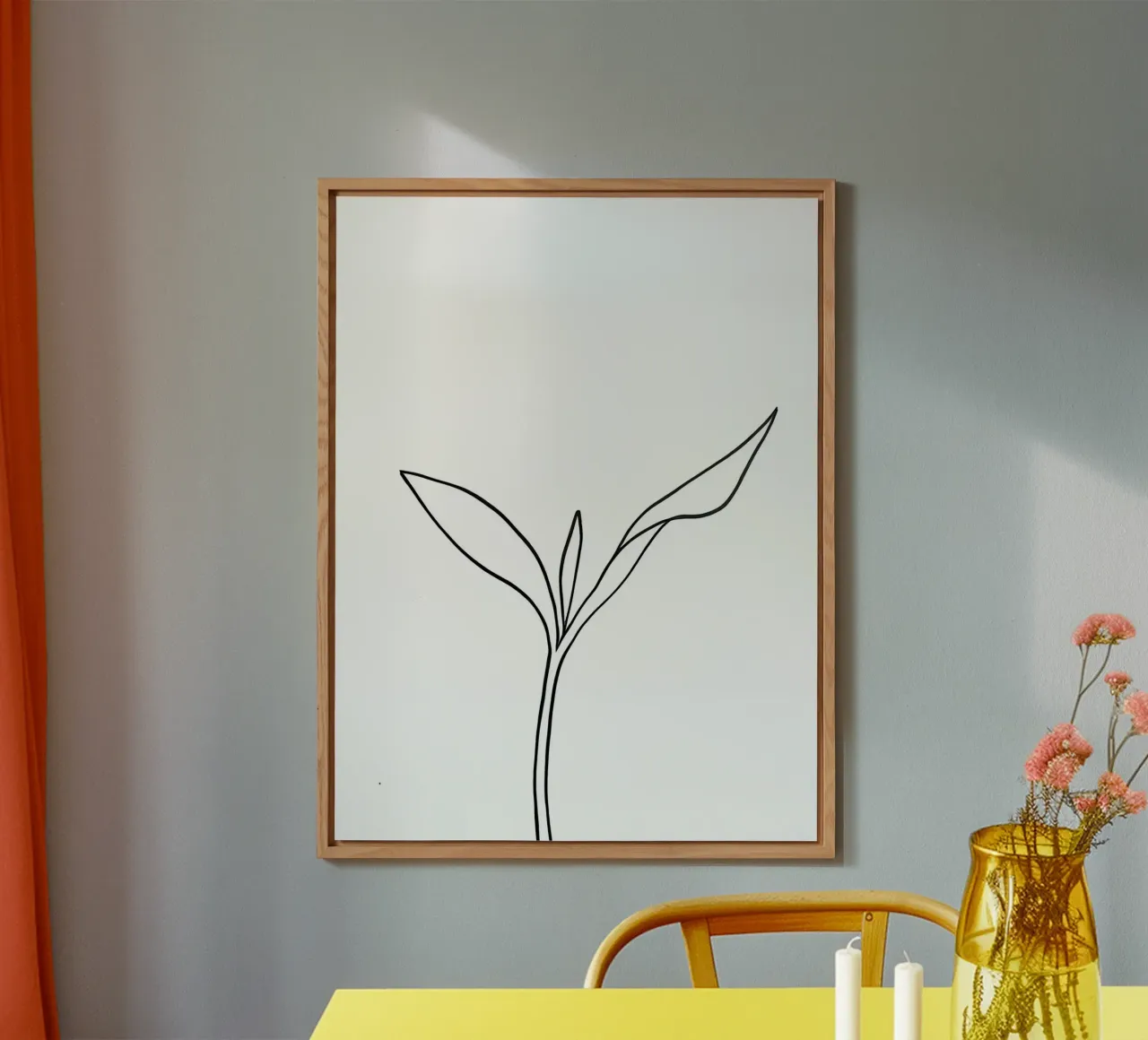 Pianta minimalista in crescita - Disegno botanico di line art. alluminio dibond da Viv Line Art