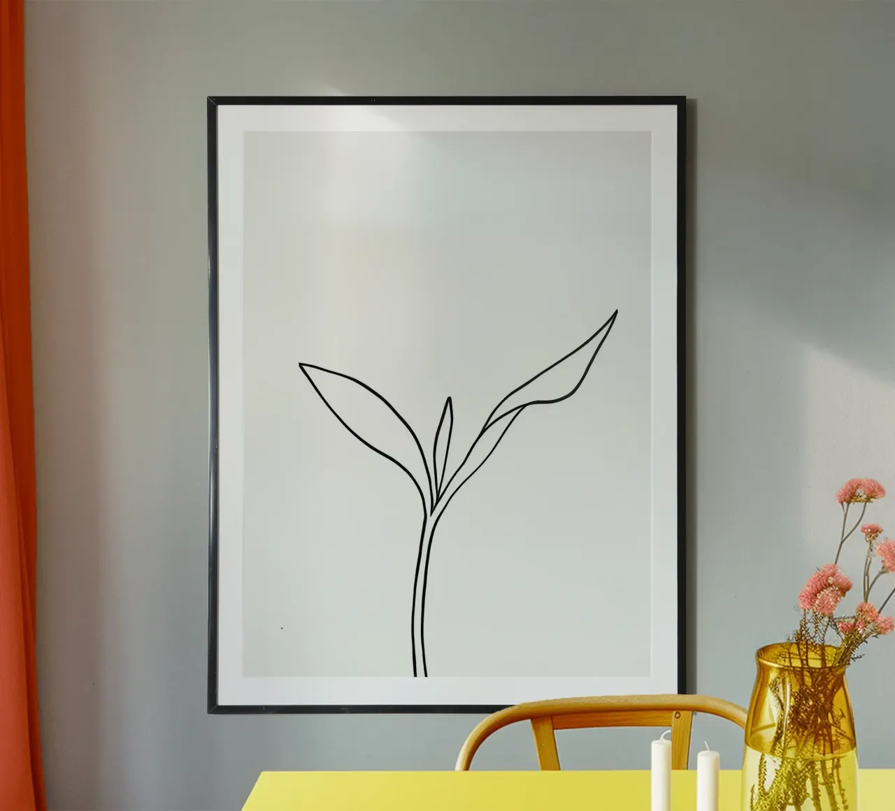 Pianta minimalista in crescita - Disegno botanico di line art. poster da Viv Line Art