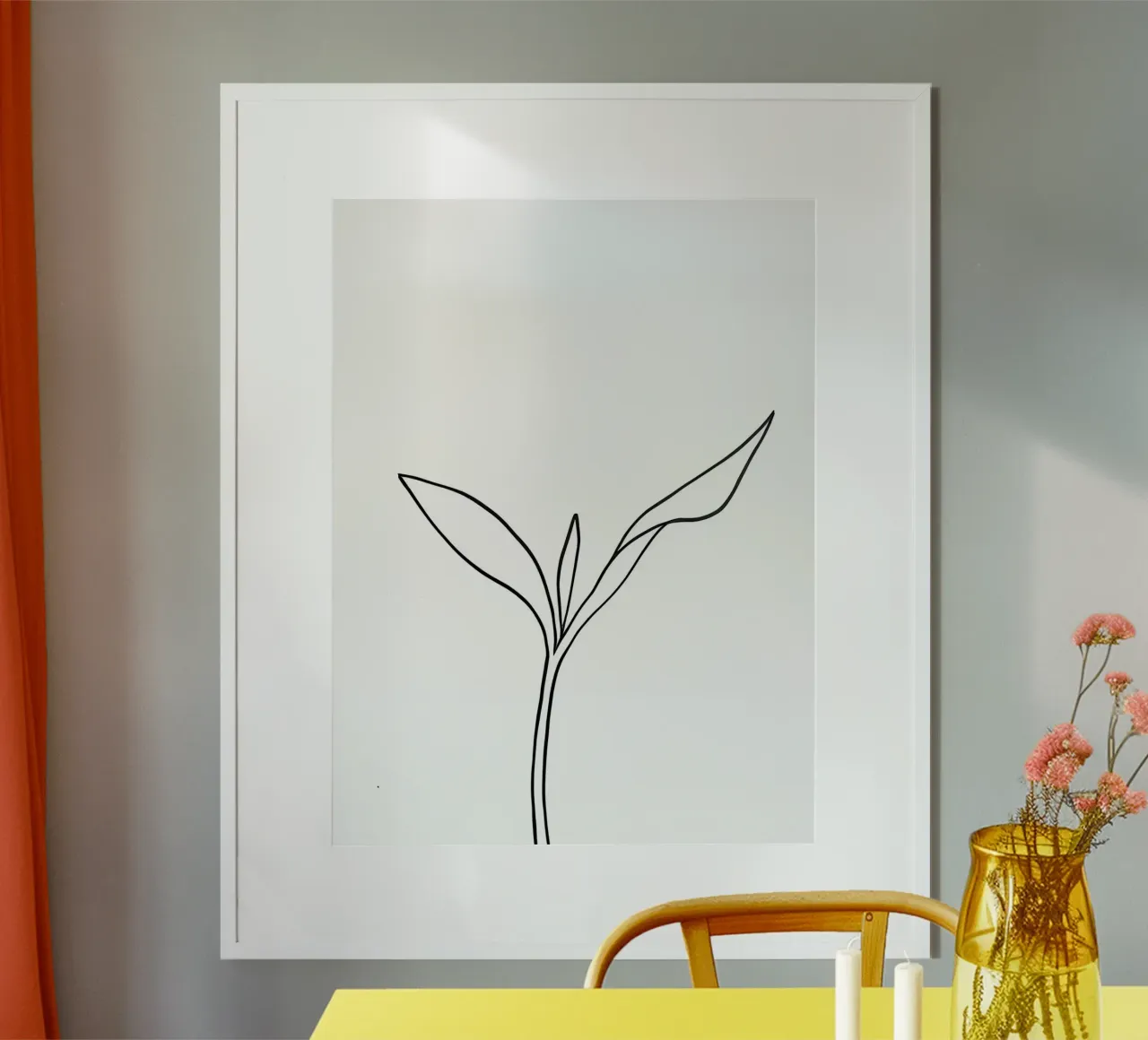Pianta minimalista in crescita - Disegno botanico di line art. poster da Viv Line Art