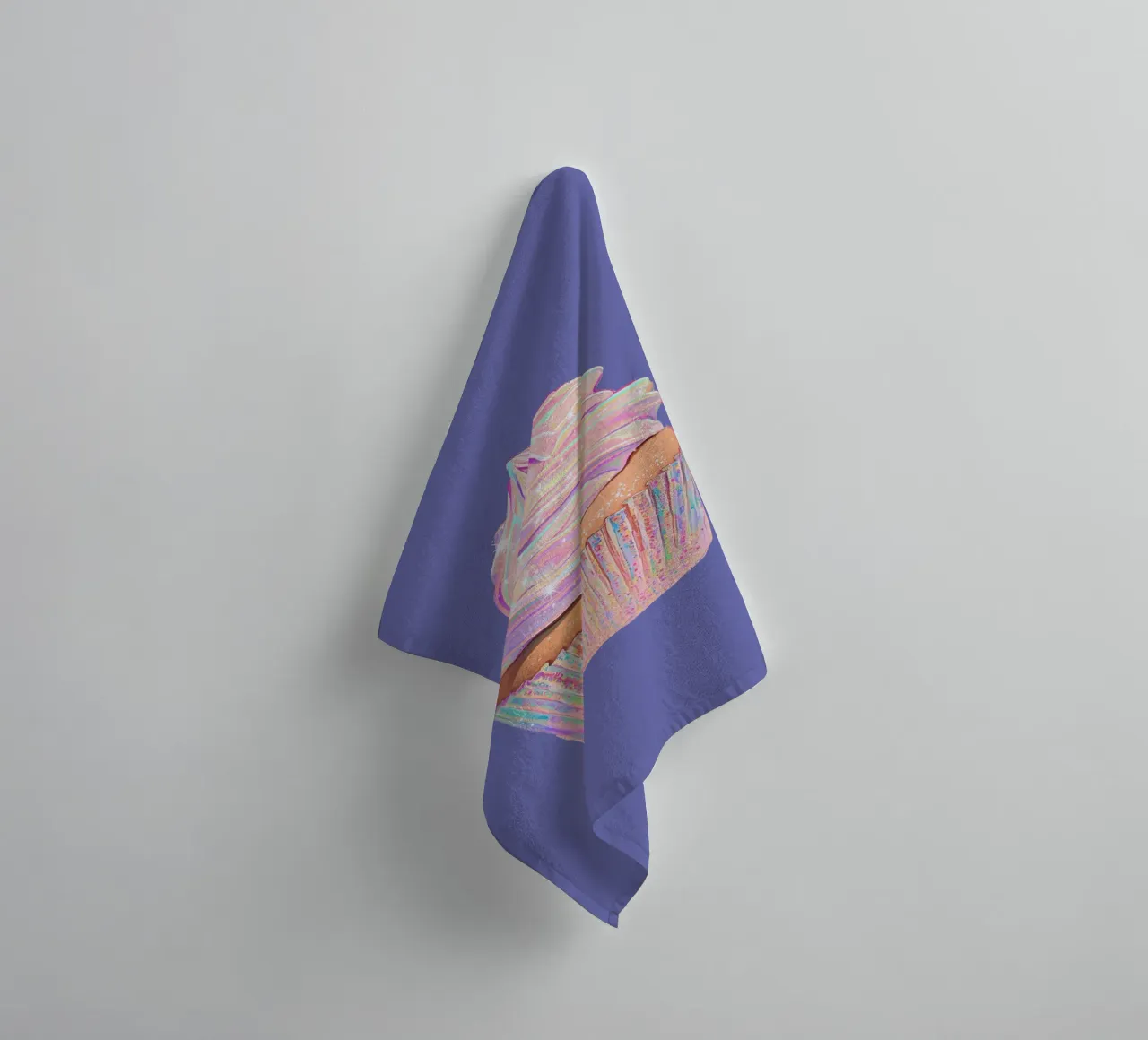 Pastel Rainbow Cupcake Art with Sparkling Frosting towel by Melloi Art Print