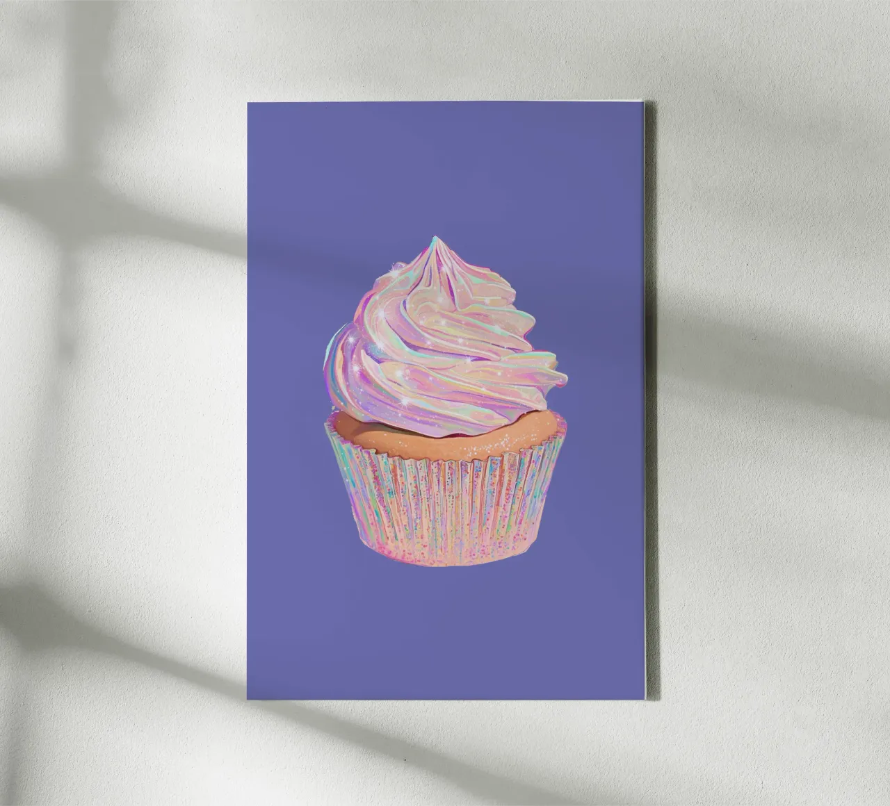 Pastel Rainbow Cupcake Art with Sparkling Frosting canvas with Floater frame by Melloi Art Print