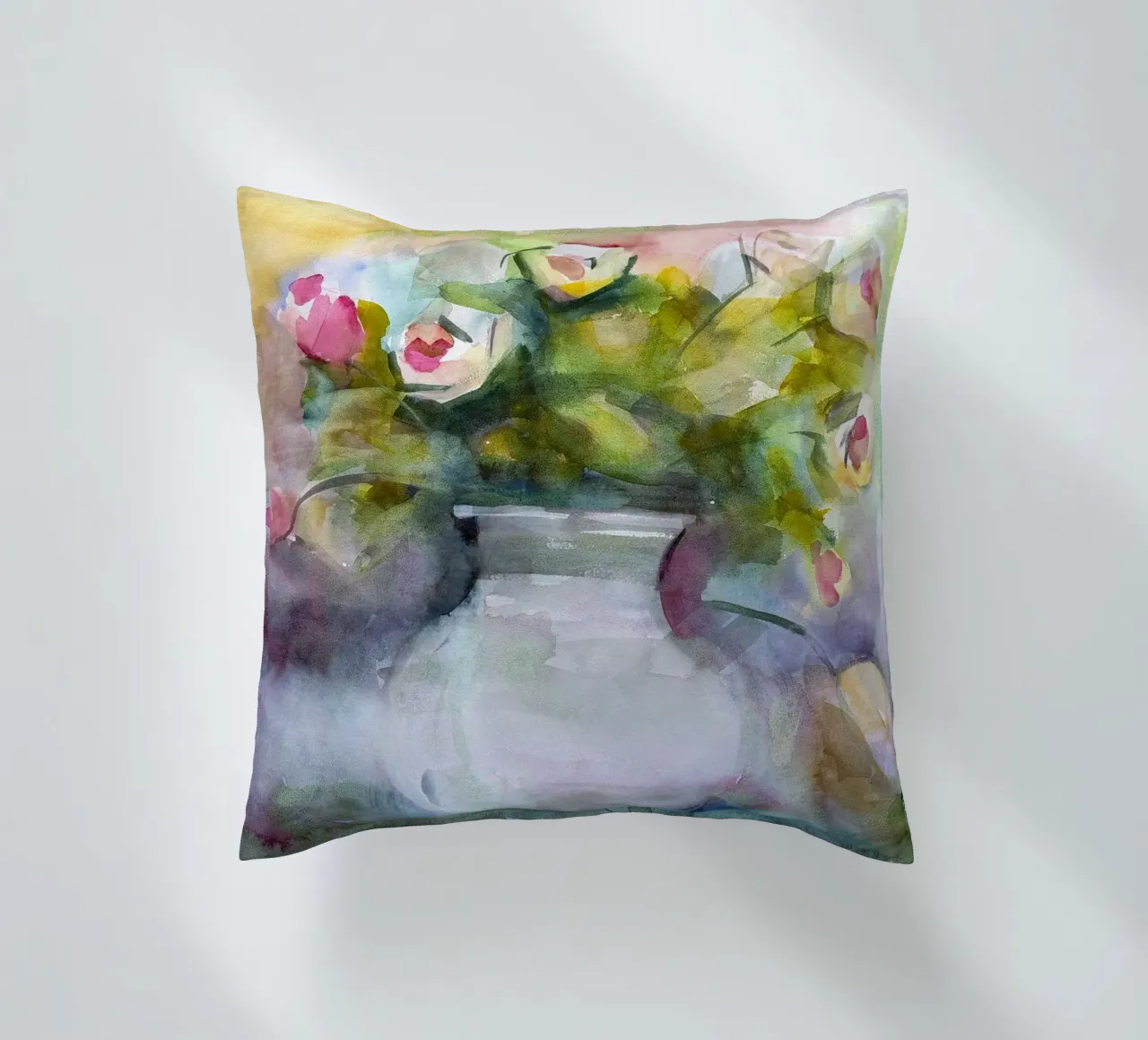 Bloom a watercolor botanical still life painting cuscino da Stoian Hitrov