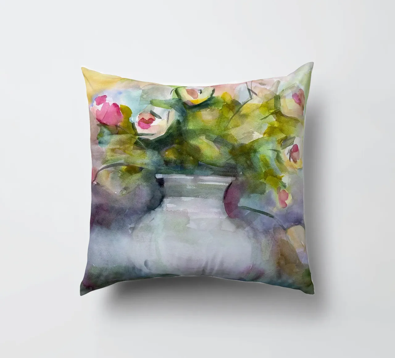 Bloom a watercolor botanical still life painting cuscino da Stoian Hitrov