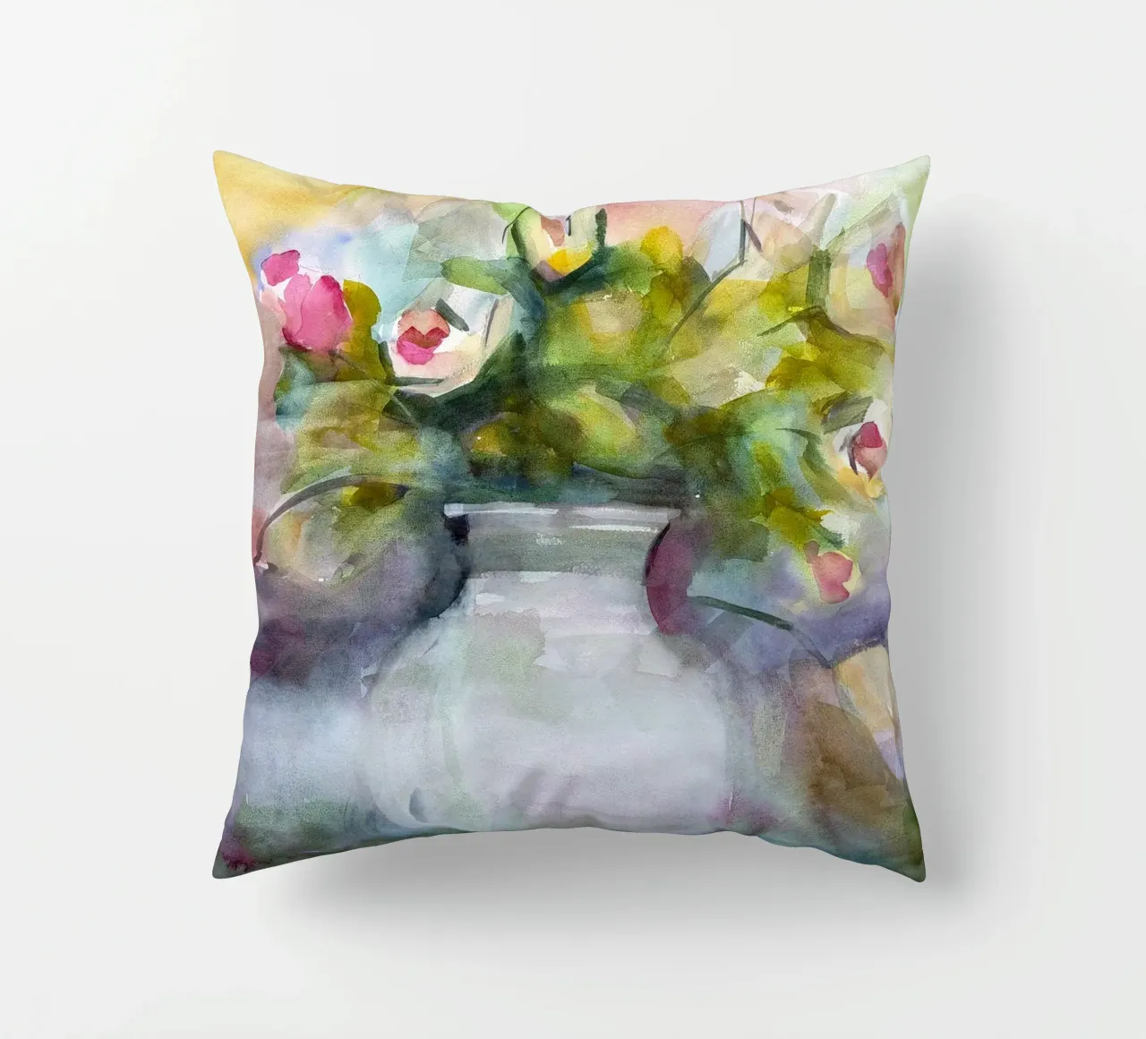 Bloom a watercolor botanical still life painting cuscino da Stoian Hitrov