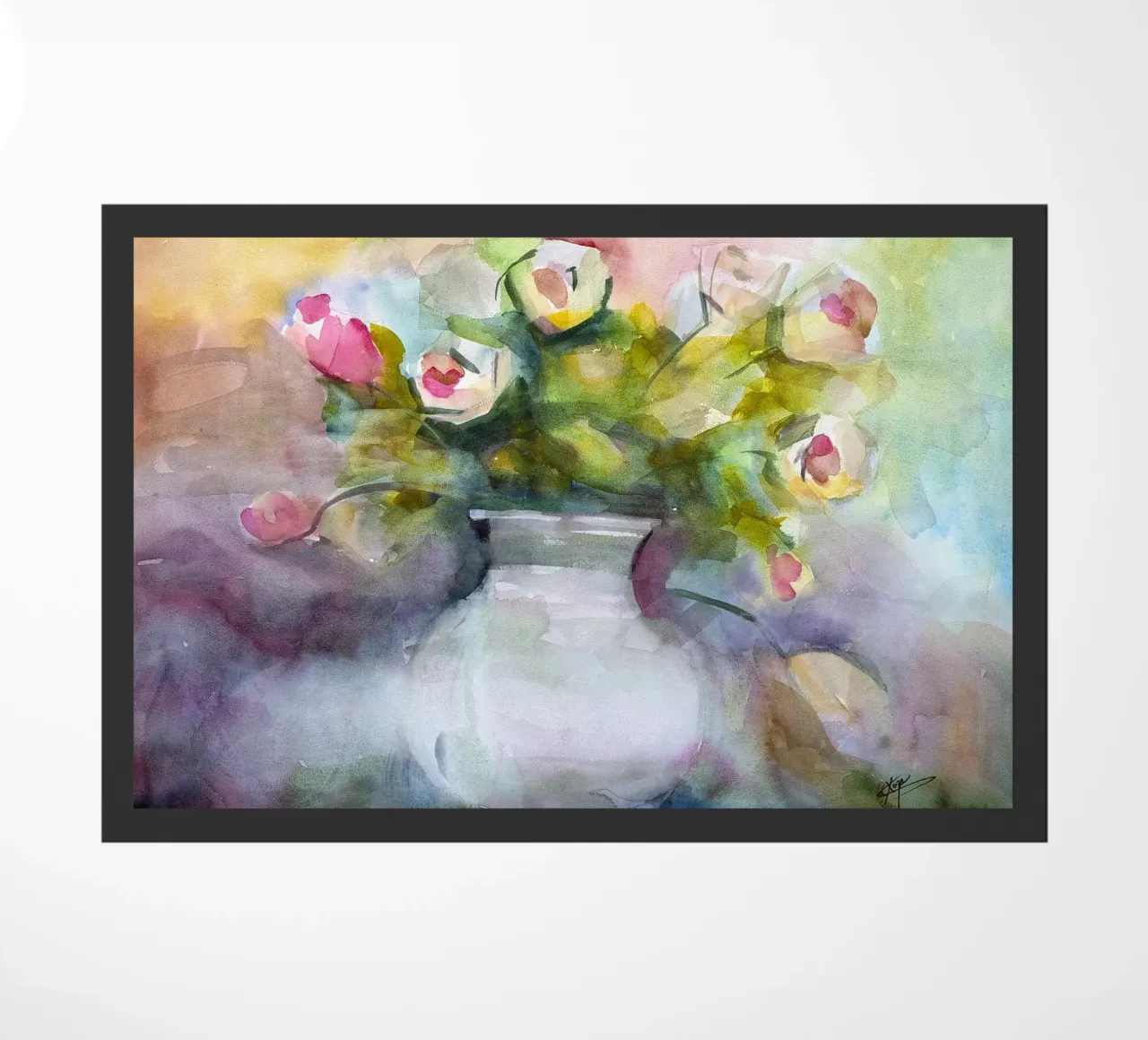 Bloom a watercolor botanical still life painting zerbino da Stoian Hitrov