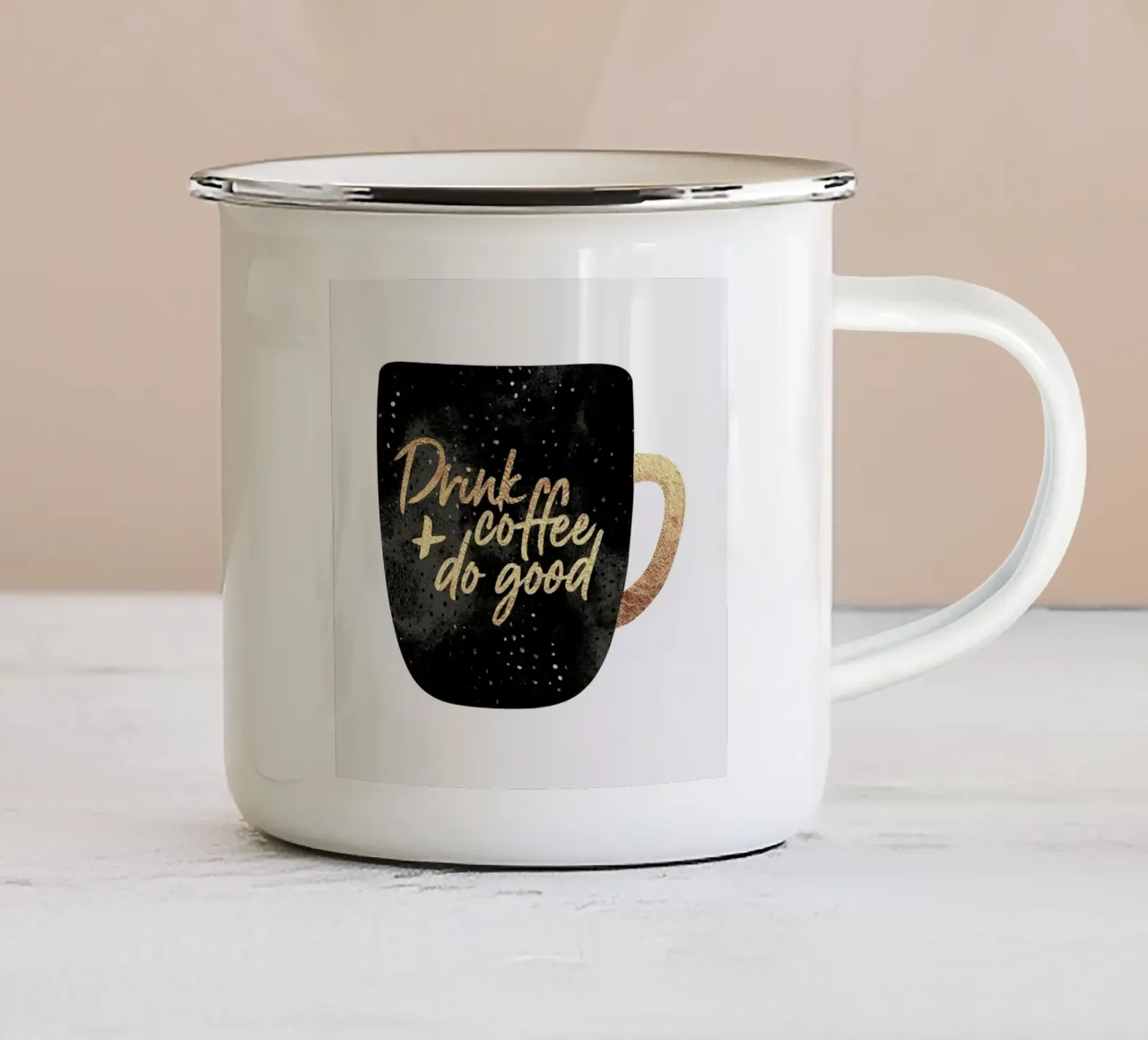 Drink Coffee and Do Good 1 taza de esmalte de Elisabeth Fredriksson
