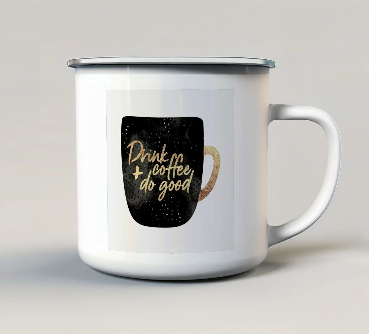 Drink Coffee and Do Good 1 Emaille Tasse von Elisabeth Fredriksson