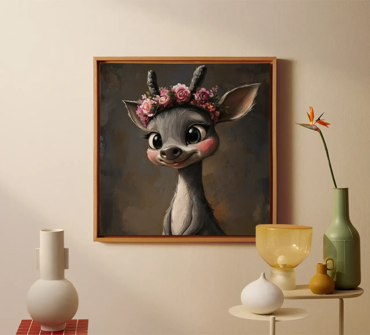 Playful & Silly Cartoon Aardvark canvas with Floater frame by Funny Animals