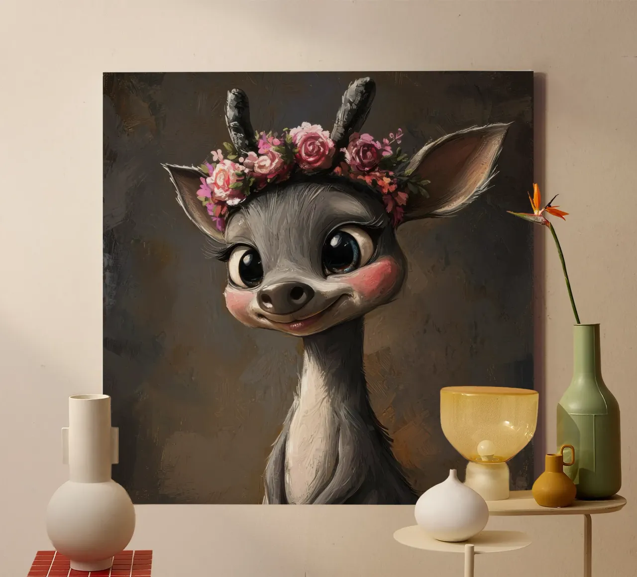 Playful & Silly Cartoon Aardvark canvas with Floater frame by Funny Animals