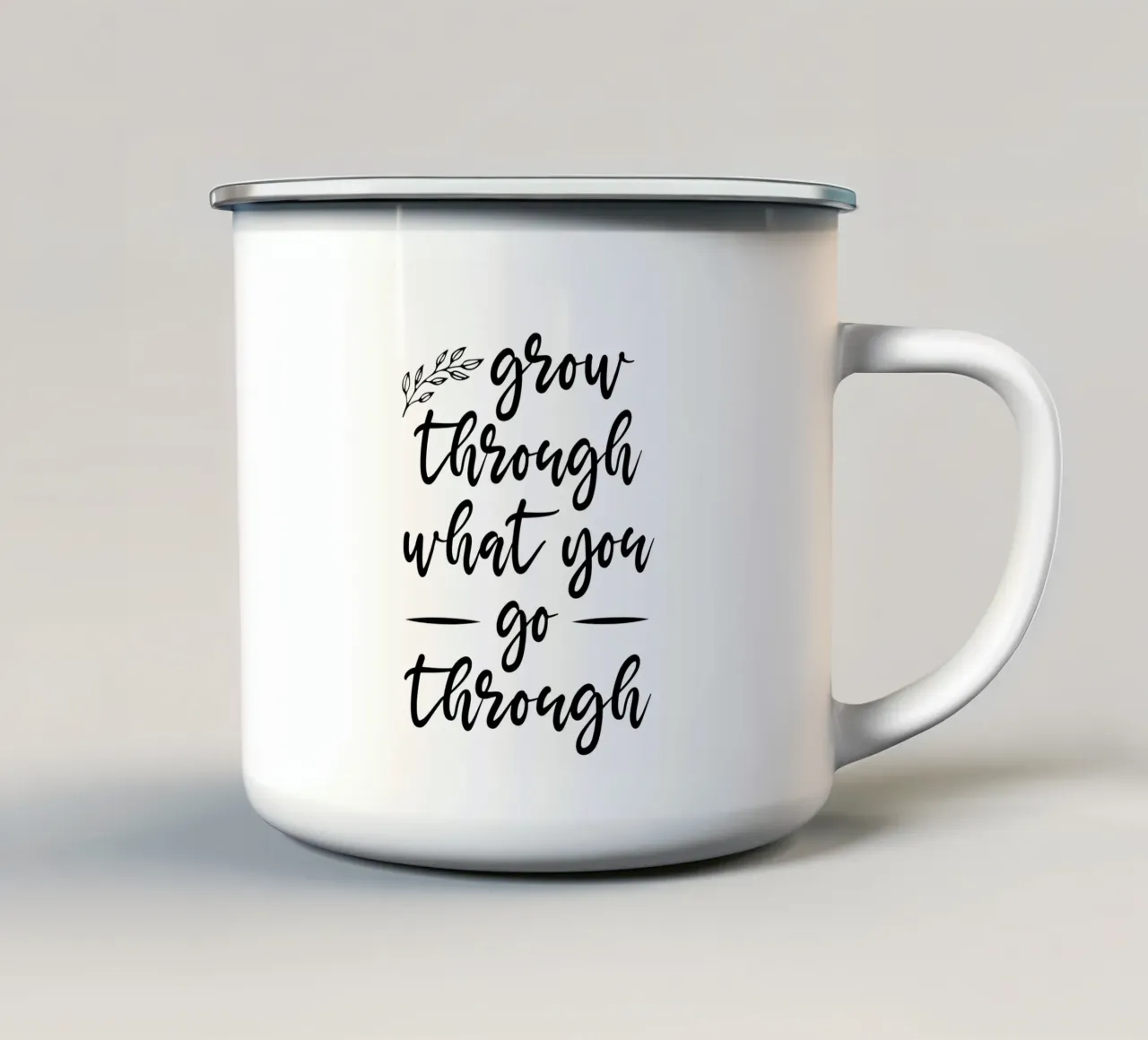 Crescere attraverso ciò che si attraversa tazza in smalto da Shark Printables
