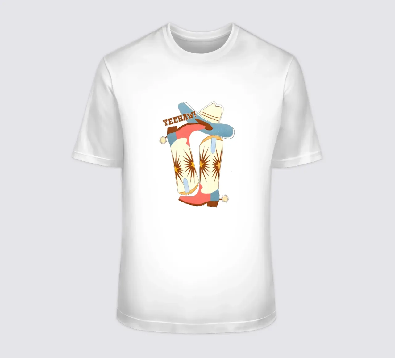 Retro "Yeehaw!" Cowboy Boots Art Print t-shirt da showmemars