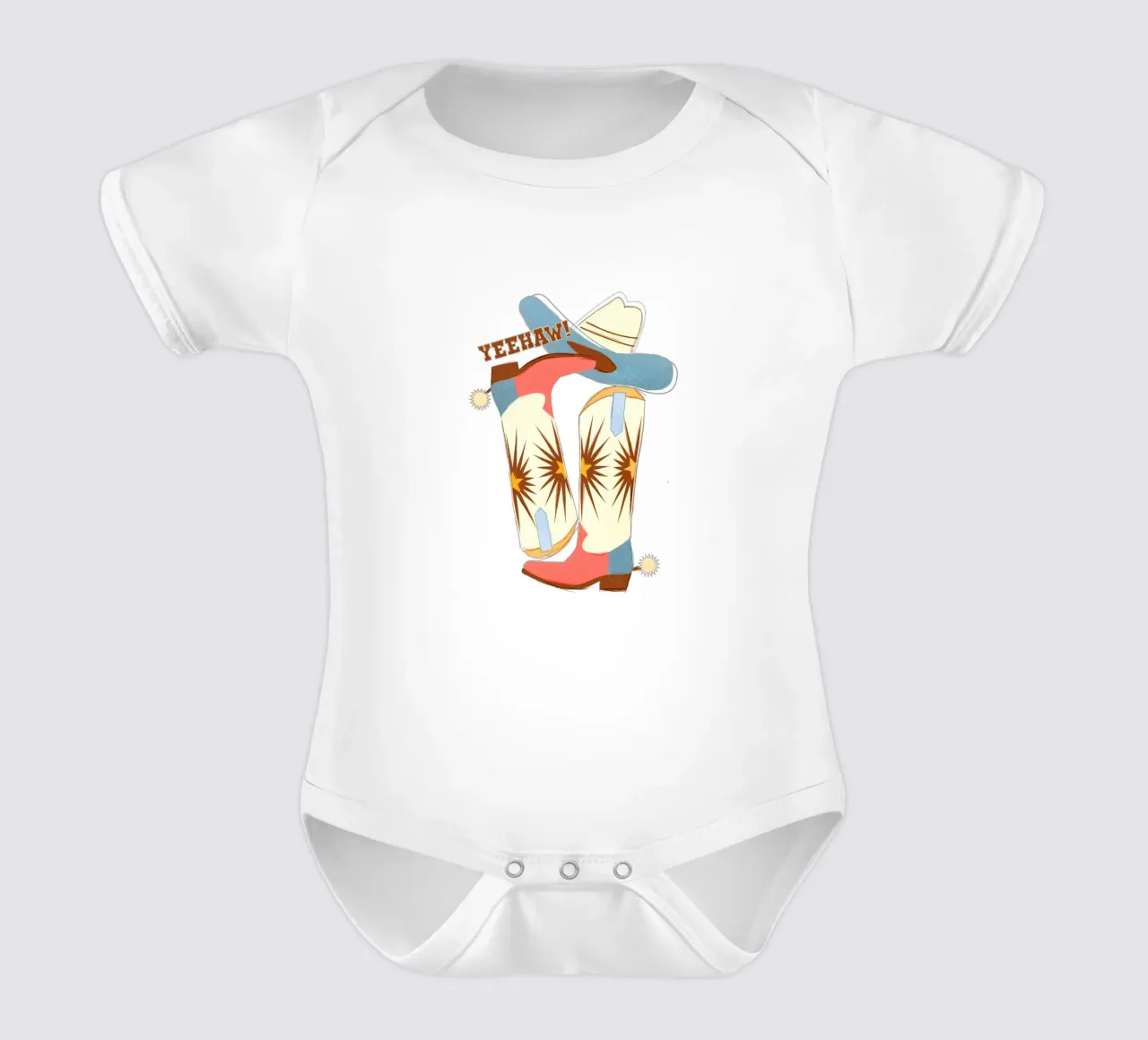 Retro "Yeehaw!" Cowboy Boots Art Print body neonato maniche corte da showmemars