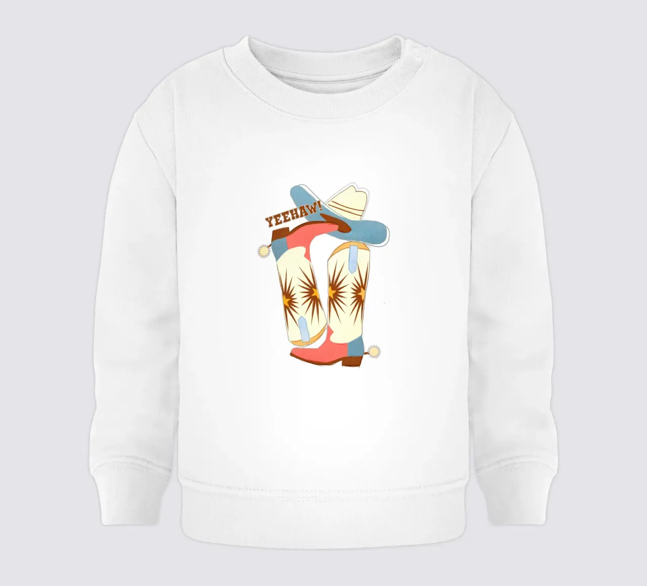 Retro "Yeehaw!" Cowboy Boots Art Print felpa neonato da showmemars