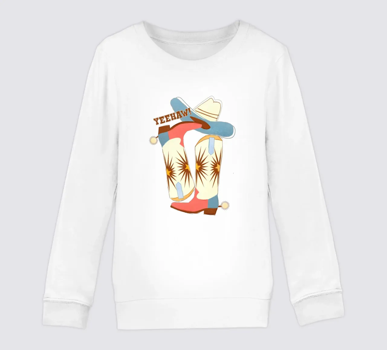 Retro "Yeehaw!" Cowboy Boots Art Print felpa bambino da showmemars